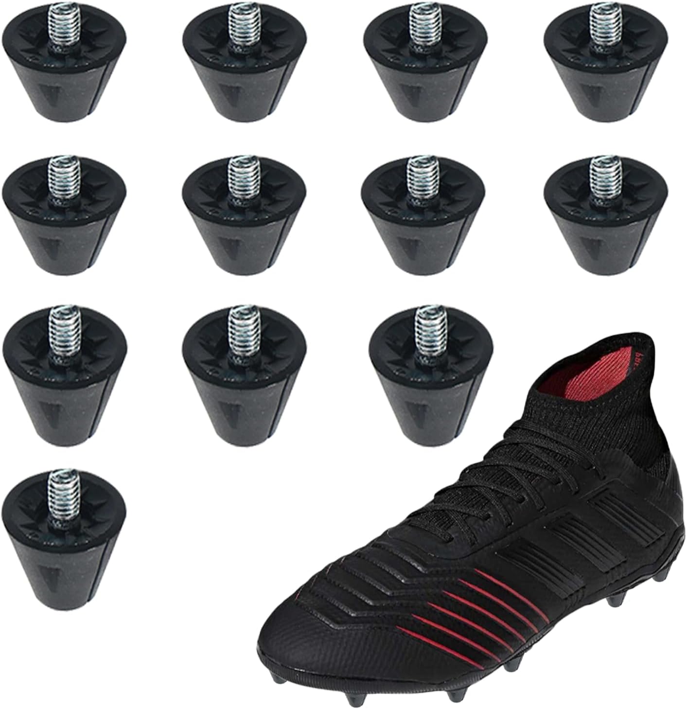 12PCS Football Studs Metal Tipped Rugby Studs Nylon Plastic Football
