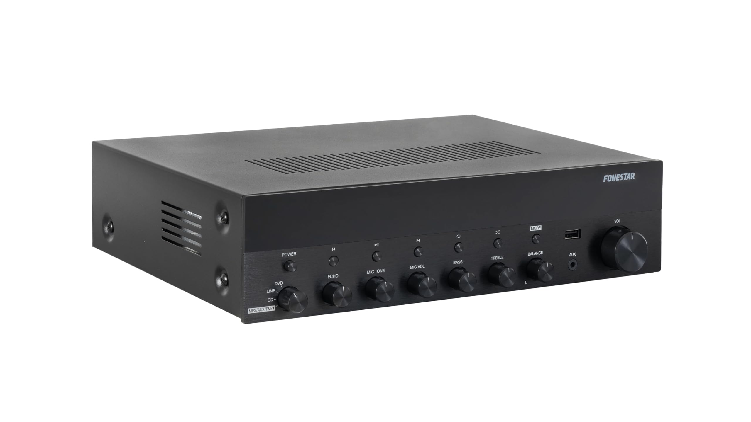 FONESTAR Amplificador Estéreo Bluetooth, USB/MP3, Radio FM, HiFi 30+30w RMS de Potencia As-3030