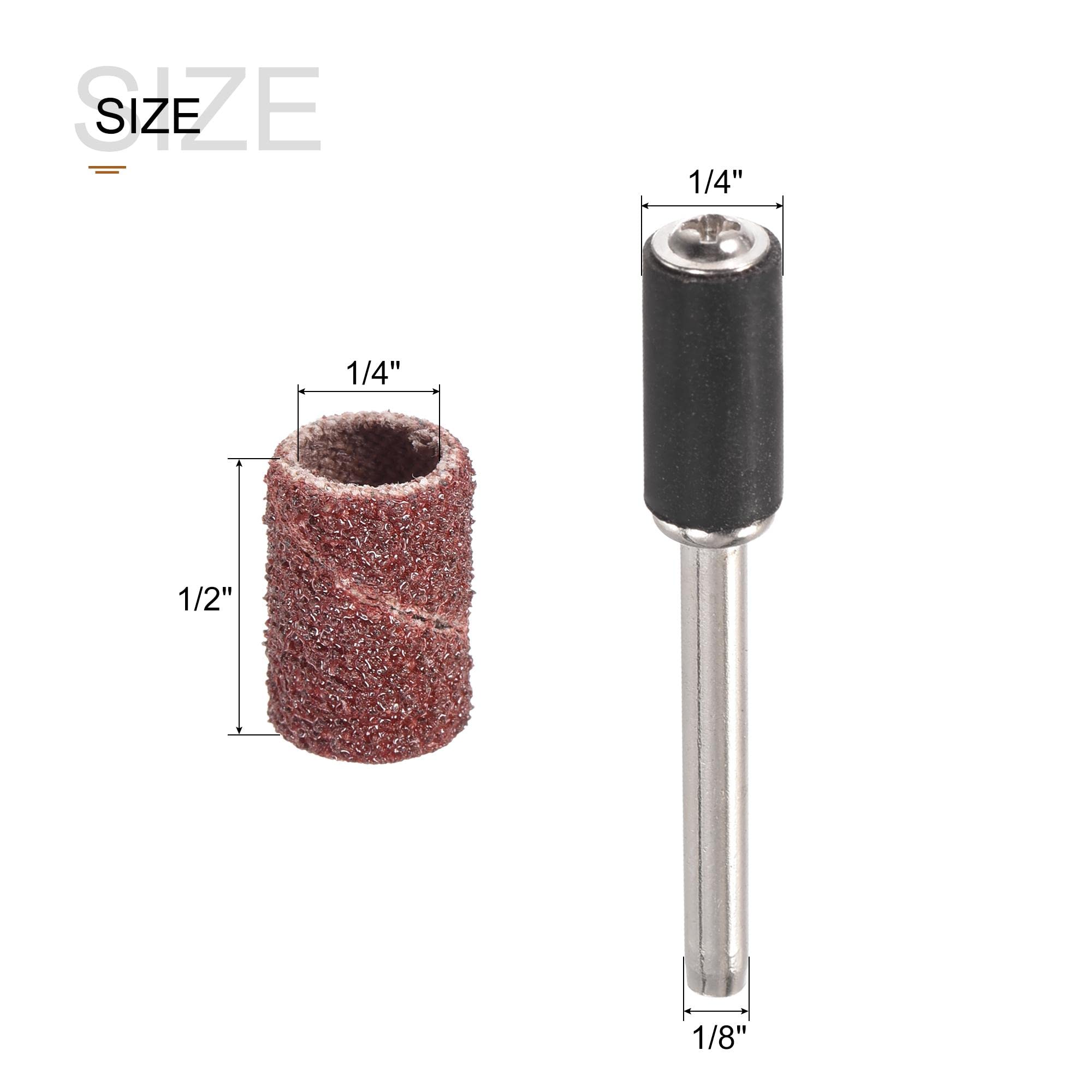 Fundas Lija Grano 180 100 Fundas De Lija Grano 180 2 Mandriles Para Herramienta Giratoria - 1/4 Pulgadas, Para Pulir Y Lijar Kit Pulido Madera Metal