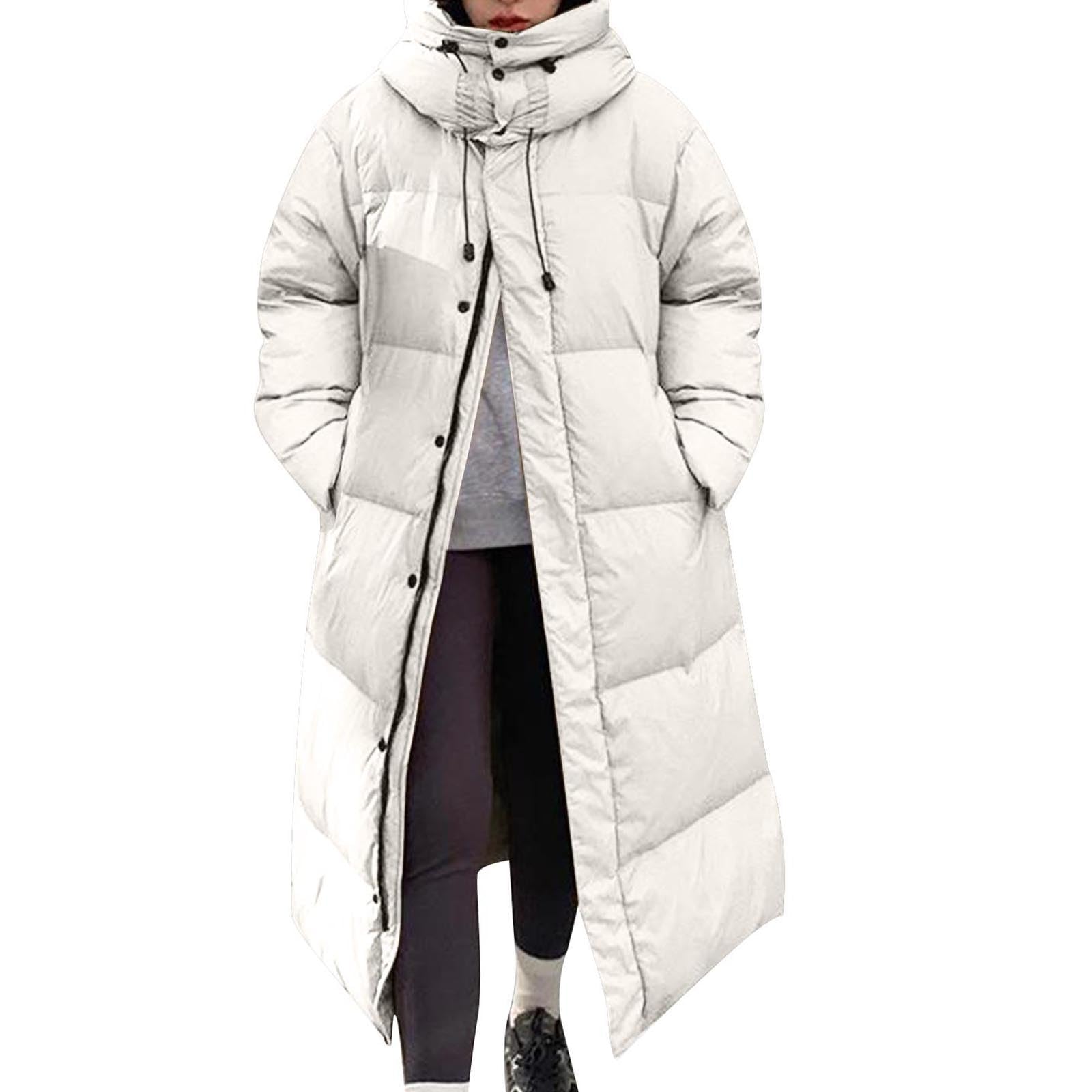 Mrat Abrigo largo acolchado para mujer, chaqueta parka acolchada de invierno, abrigo cálido de plumón para mujer, abrigo grueso para mujer, abrigo acolchado ligero, con capucha, cortavientos, abrigo