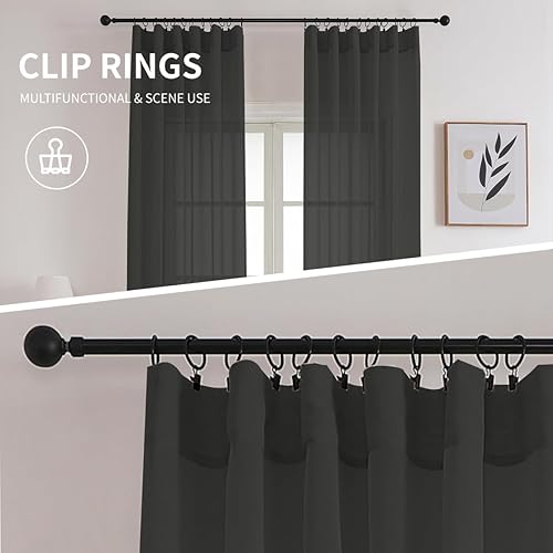 Miniatura 5 de CUCRAF Cortinas traslúcidas para ventana de dormitorio, sala de estar, 2 paneles de cortinas neutras de gasa para tratamiento de ventana, bolsillo