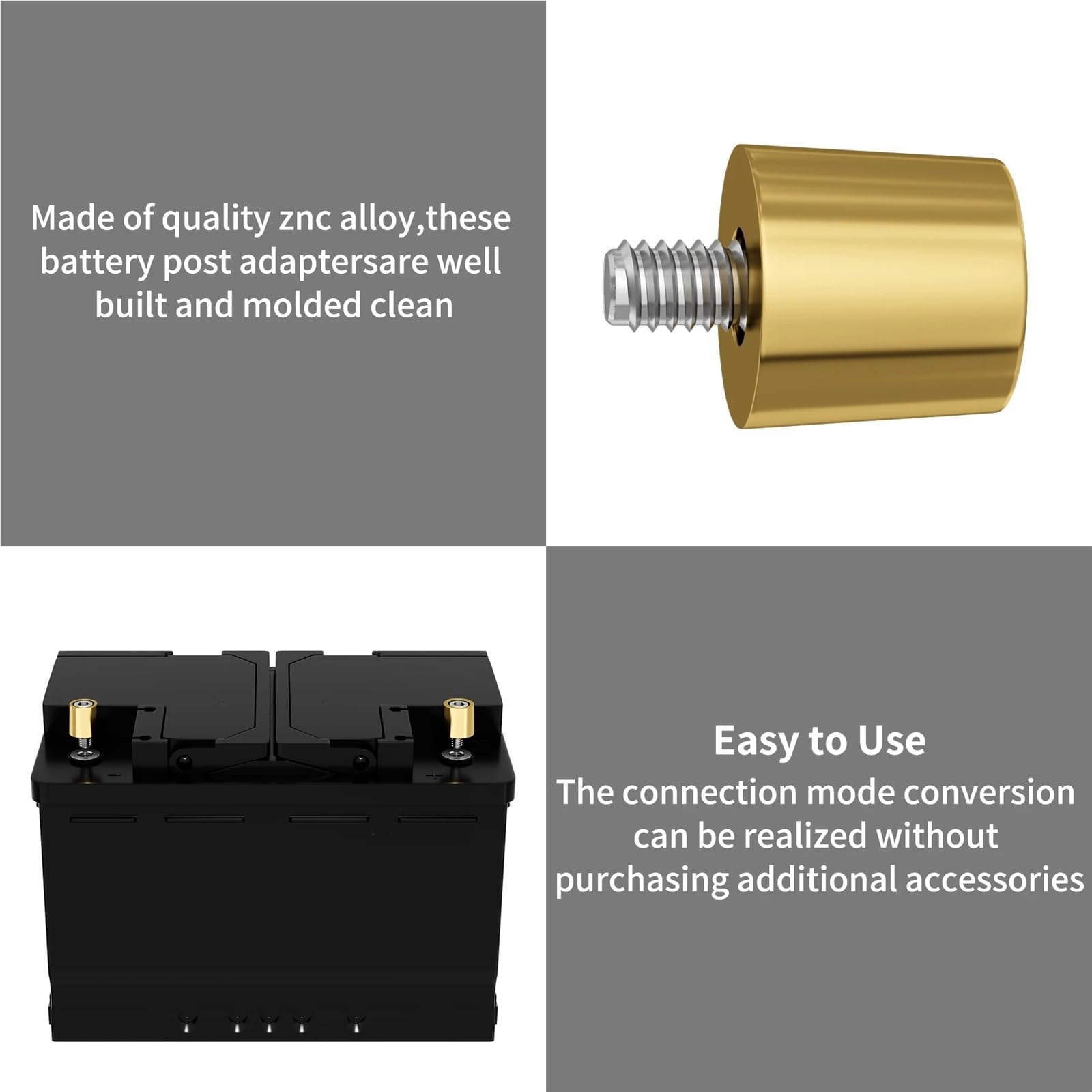 Morsetti for cavi positivi o negativi con connettore terminale adattatore for polo batteria in ottone M8, 1 paio