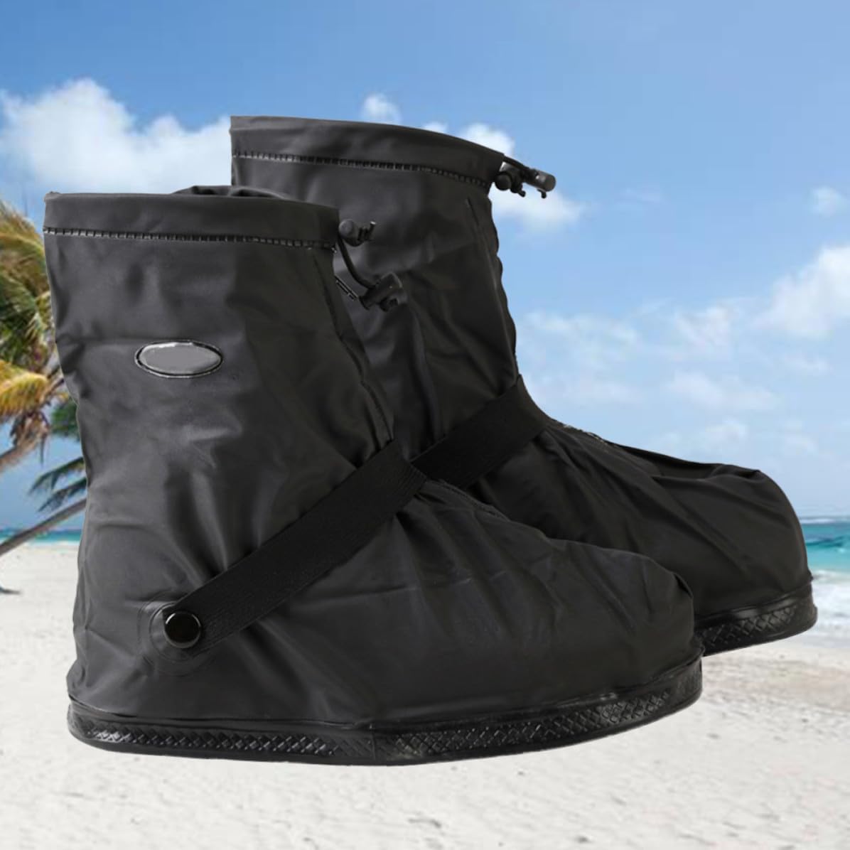 Waterproof Non Slip Shoe Covers with Zipper Closure Black image 4