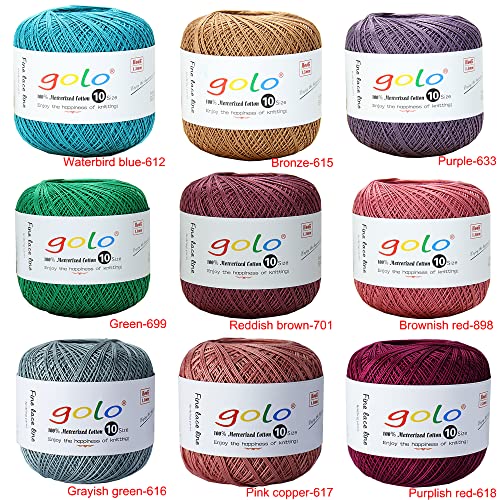 Image of golo Cotton Crochet Thread Balls Size 10 Cotton Knitting Thread Yarn for Crochet Grayish Green 616