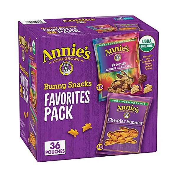 Annies-Organic-Snack-Variety-Pack-Cheddar-Bunnies-and-Bunny-Grahams-1-oz-36-ct Annie's Homegrown Organic, Snack Variety Pack, Cheddar Bunnies and Bunny Grahams, 1 oz, 36 ct
