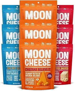 Moon Cheese Variety Pack, 2 ounce, 9-pack, Crunchy, Protein Rich Cheese ...