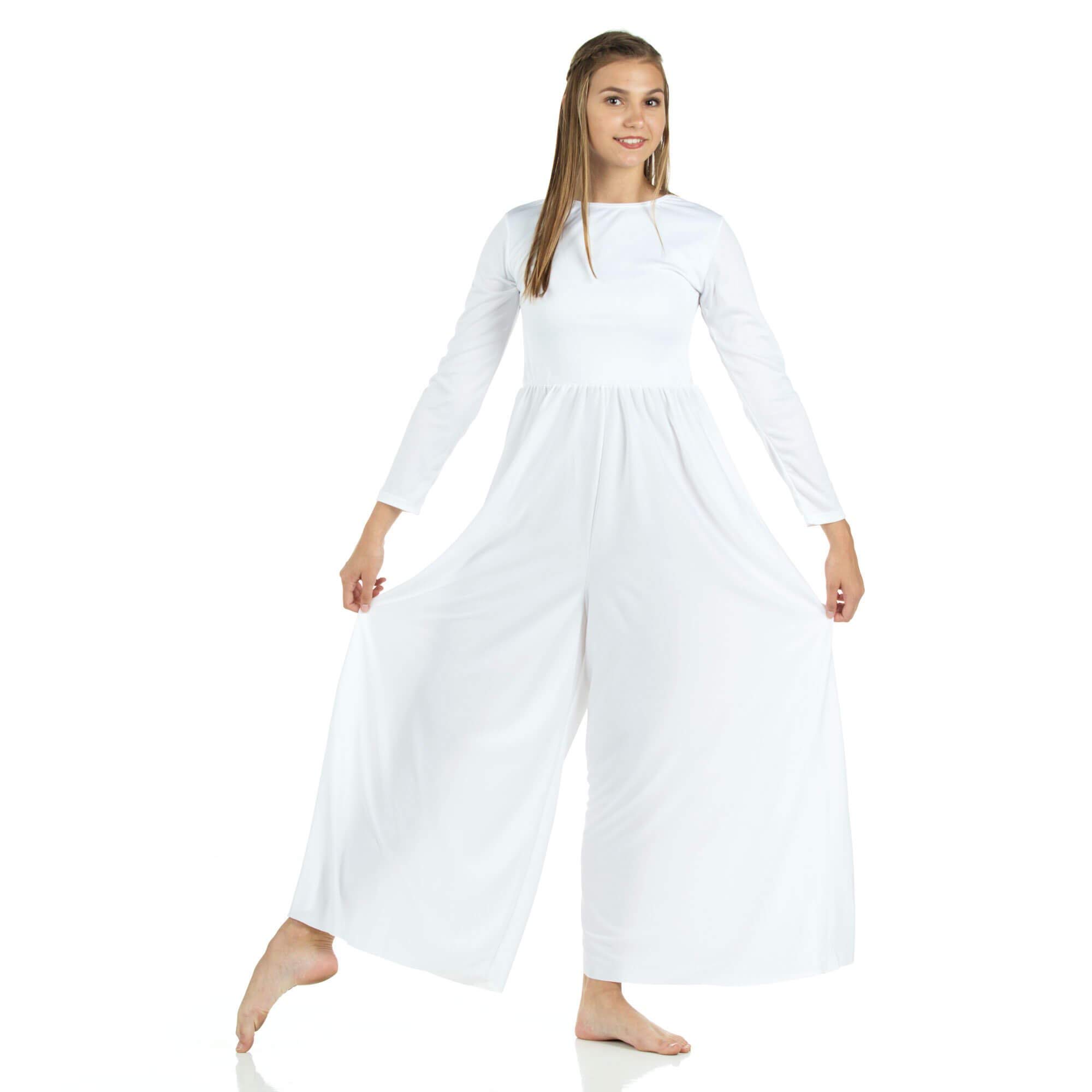 Danzcue Womens Long Sleeve Crew Neck Jumpsuit