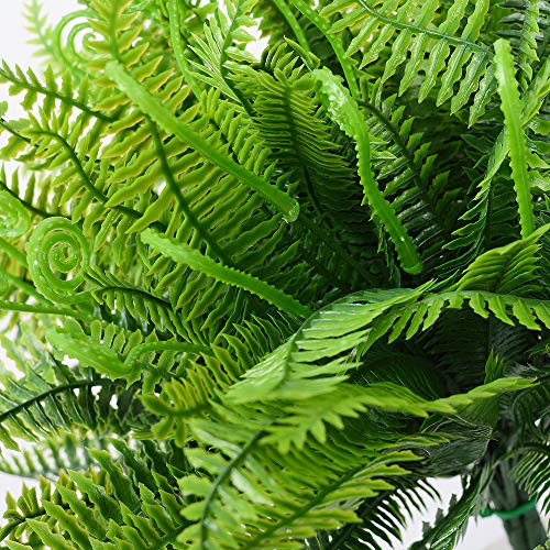 4pcs Artificial Fake Boston Fern Plants Bushes Artificial Ferns Outdoor UV Resistant Plant Shrubs Greenery for House Plastic Office Garden Indoor Decor - Thumbnail 4