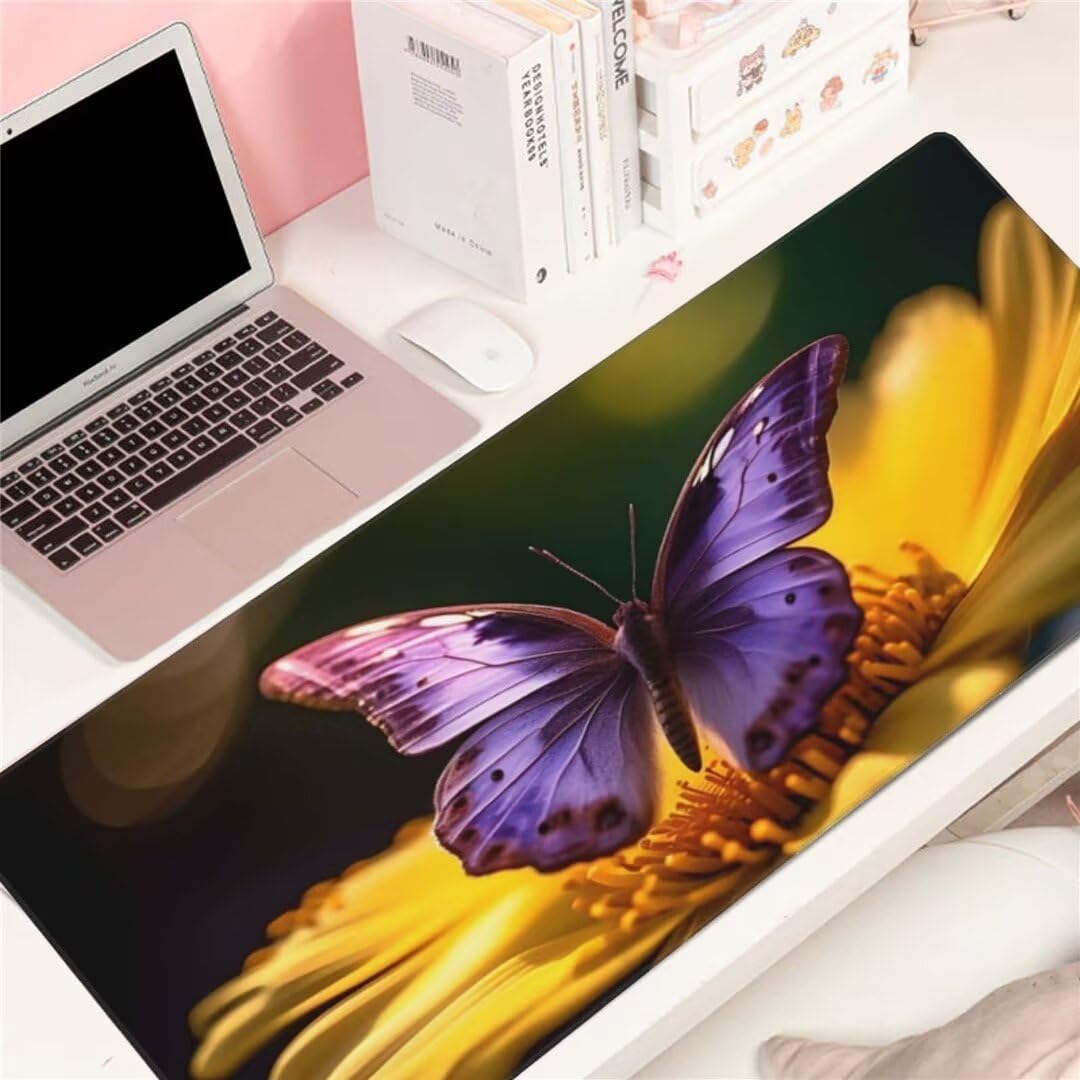 Tapis de Souris Pansy 1400x600x3 MM Grand Tapis Souris XXL, Tapis de Bureau sous Main avec Base en Caoutchouc antidérapante, Tapis Souris pour Clavier et Bureau, Decoration Maison S-5135