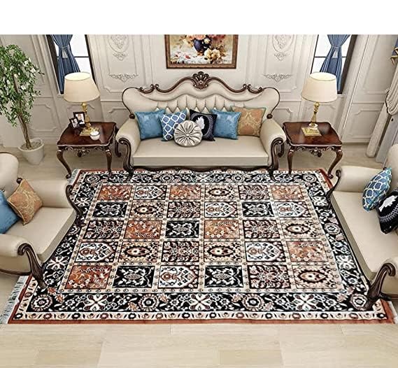 Image of Soft Traditional Rug for Living Room, Home Decor, Non Slip Washable Carpet 6x8 feet (180 x 235 CM) Gold