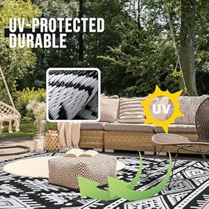 OLANLY Outdoor Rug Waterproof 5x8 ft, Reversible Plastic Straw Rug, Boho Patio Rug, Indoor Outdoor Carpet, RV Mat Outside for Patio, Camp, Picnic, Balcony, Deck, Backyard, Black & White OLANLY Outdoor Rug Waterproof 5×8 ft Reversible Plastic Straw Rug Boho Patio Rug Indoor Outdoor Carpet RV Mat Outside for Patio Camp Picnic Balcony Deck Backyard Black White