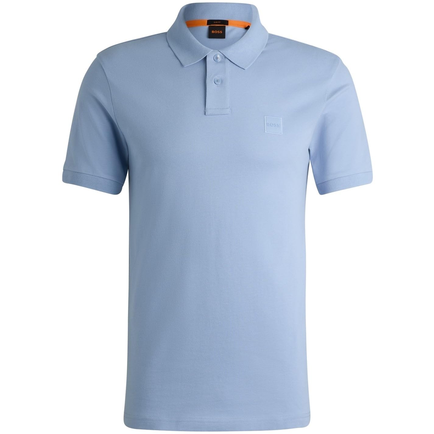 BOSS Mens Piqué Polo Top Open Blue L