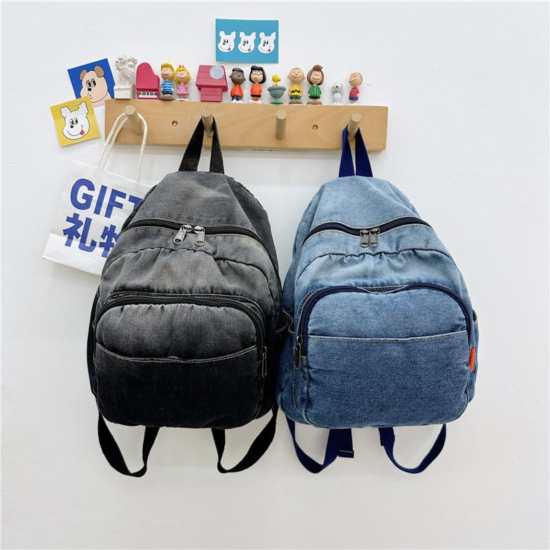 Image of MaxxCloud Vintage Denim Laptop Backpack Casual Canvas Daypack Handbag Purse Lightweight Rucksack Shoulder Bag