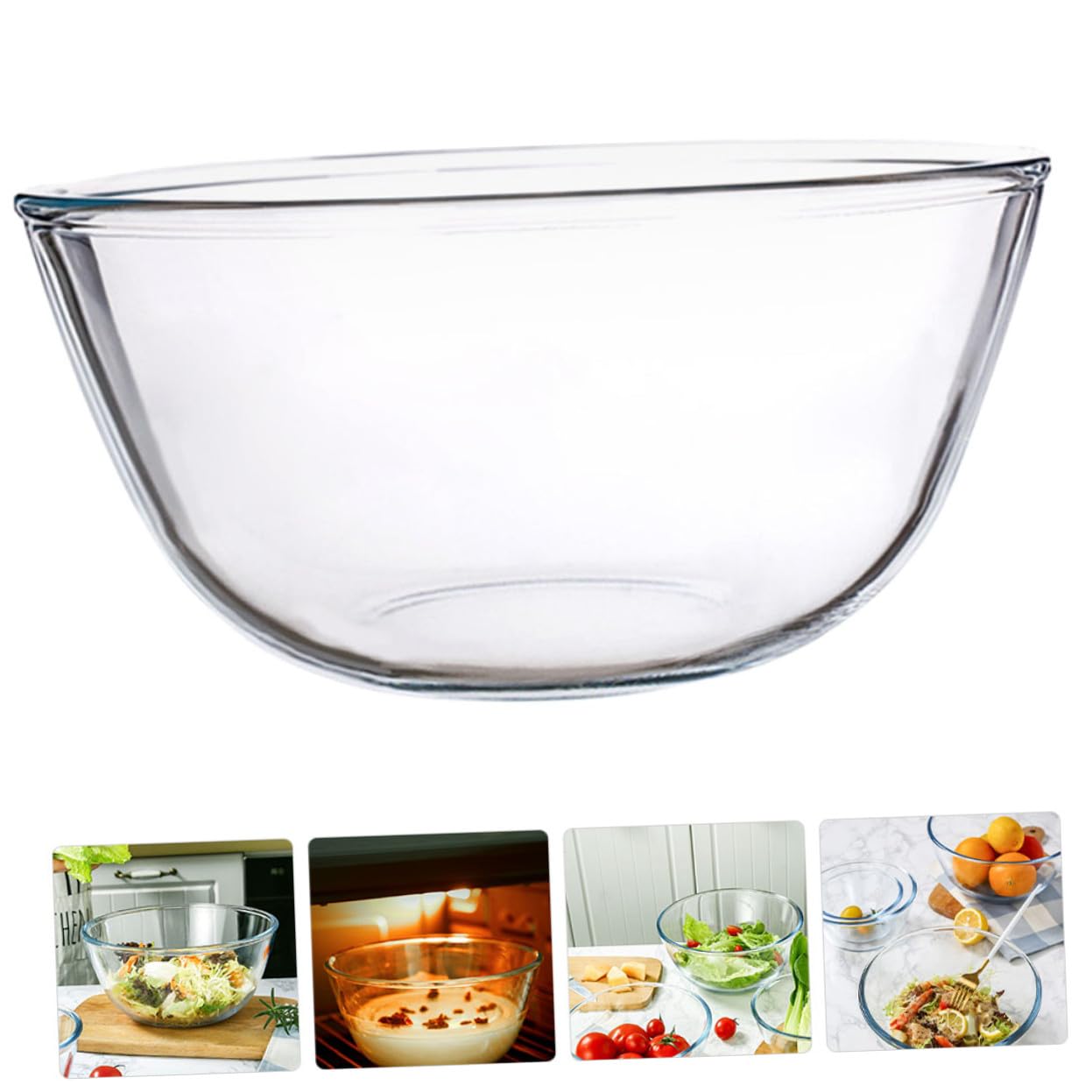 Homoyoyo Tazón de Vidrio para Ensalada 2100ml Redondo Transparente