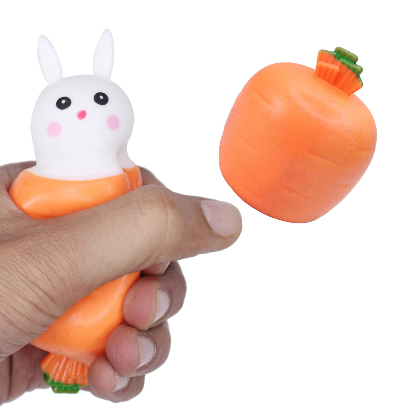 GLAN Decompress and Stress Stretch Toy Slow Rising Squishy Squeeze Toys, Soft Stress Relief Toys for Kids Birthday Gifts for Boys and Girls Multicolour Pack of 1 (Carrot Rabbit Toy)