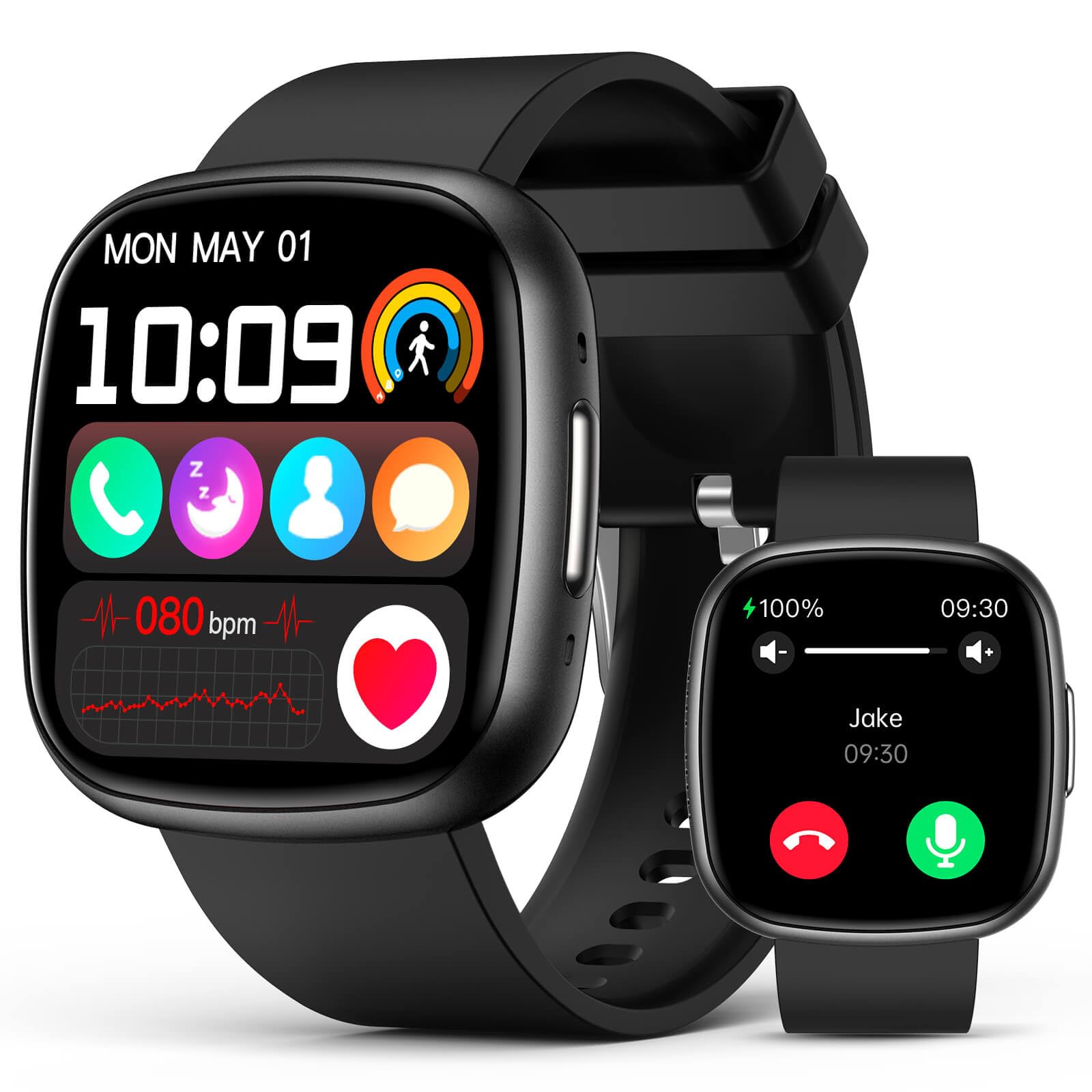 Smart Watch for Men Women, 1.72" Super Retina HD Display with Sleep Stress, 24/7 Heart Rate HRV Spo2 Monitor, Fitness Tracker with 135 Sport Modes, Waterproof Square Watch, Compatible Android and iOS