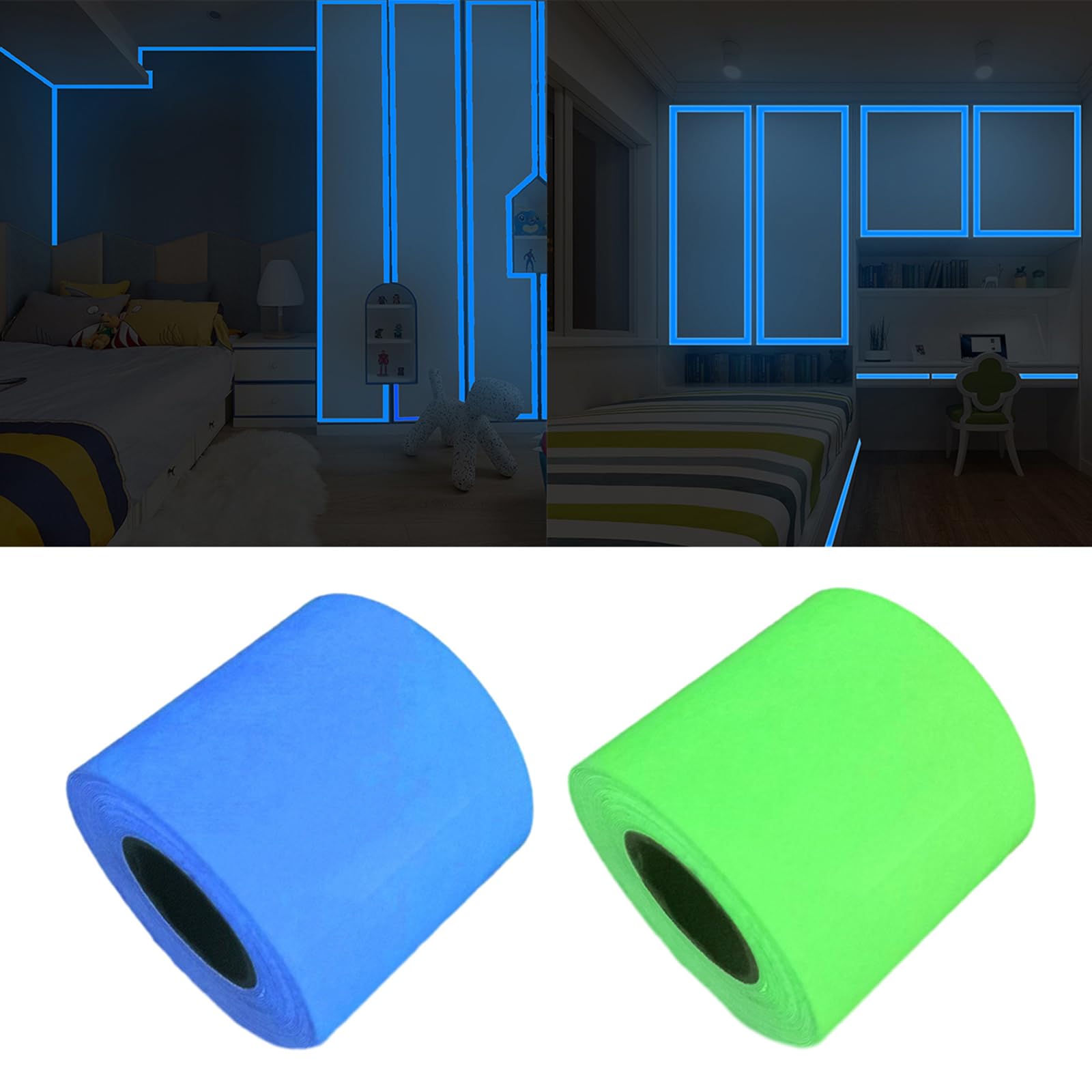 LUJIYY Luminous Tape Glow in The Dark Tape Self-Adhesive Fluorescent Tape Waterproof Luorescent Marking Tape for Night Warning Waterproof Luminous Self Adhesive Tape, Blue Ray