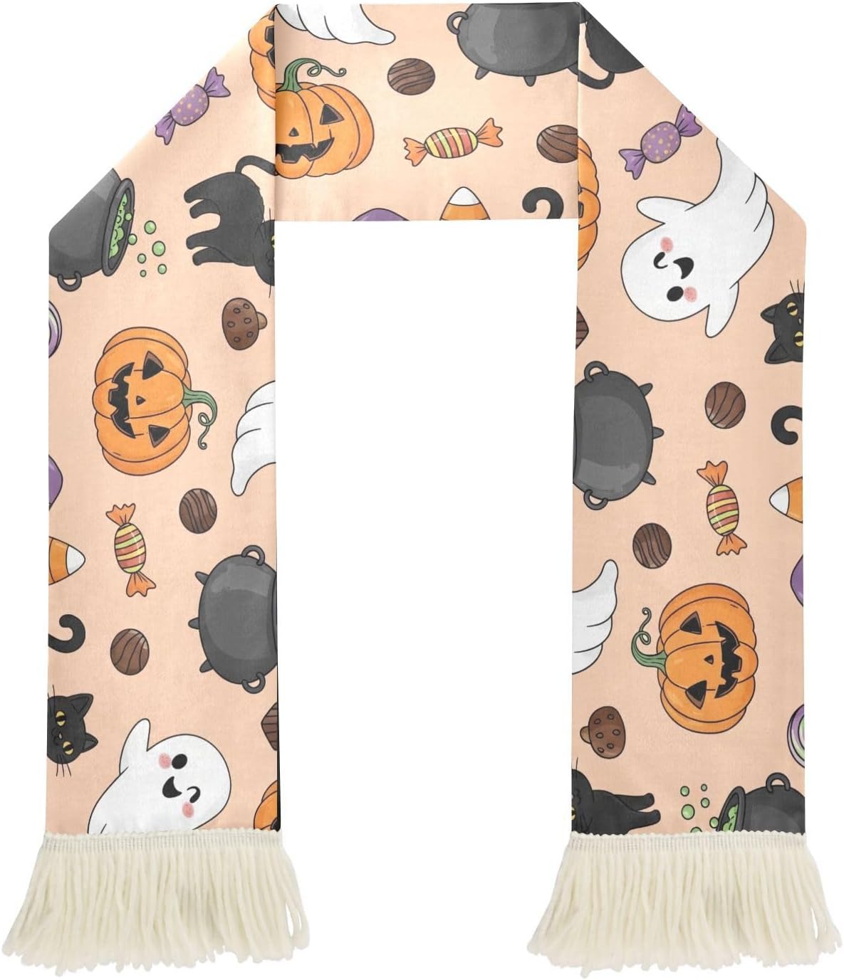 CHIFIGNO Cute Black Cats Pumpkins White Sports Fan Scarf, Quick Dry Polyester for Wiping Sweat and Display at Games