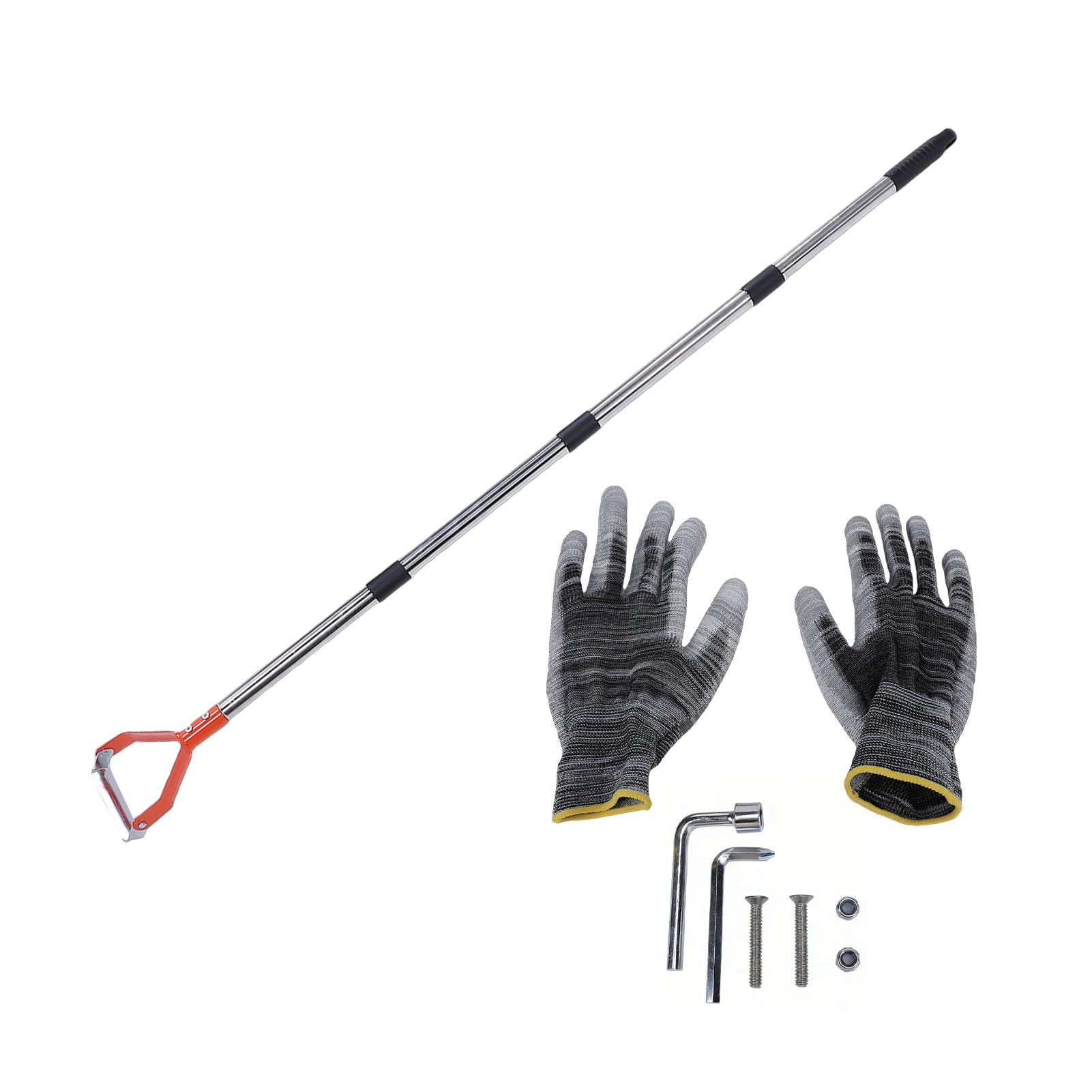 Wakects Zappa con Staffa, Zappa da Diserbo in Acciaio al Carbonio con Manico Regolabile in Acciaio Inossidabile da 30 a 61 Pollici, Lama Ad Anello Push Pull, Strumento da Giardinaggio Verticale per
