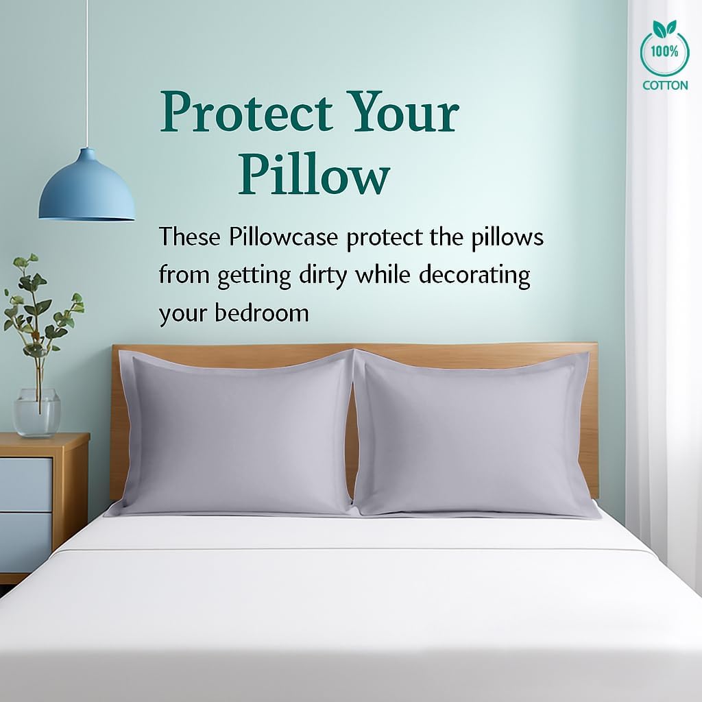 2 Pack Pillow Shams King Size 20x36 – 600 Thread Count 100% Organic Cotton Silver Pillow Covers with 2 Inch Decorative Flange, Soft & Smooth Premium Hotel-Quality Pillowcases Set of 2 image 3