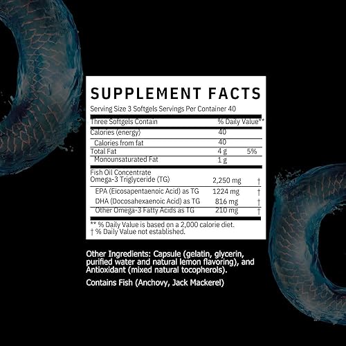 Miniatura 2 de Intelligent Labs Triglicérido Omega 3 | 2250 mg por porción de 3 cápsulas | Cápsulas de aceite de pescado sin eructos | 120 cápsulas blandas por