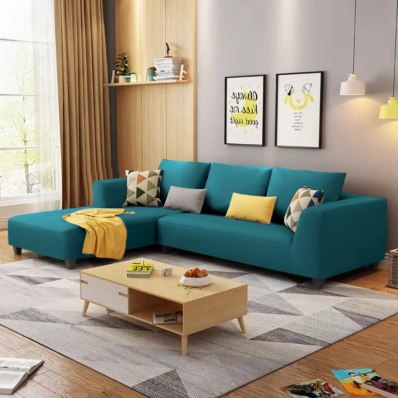 Image of Galib LHS 4 Seater L Shape Sofa Set for Living Room (Pine) Premium Fabric