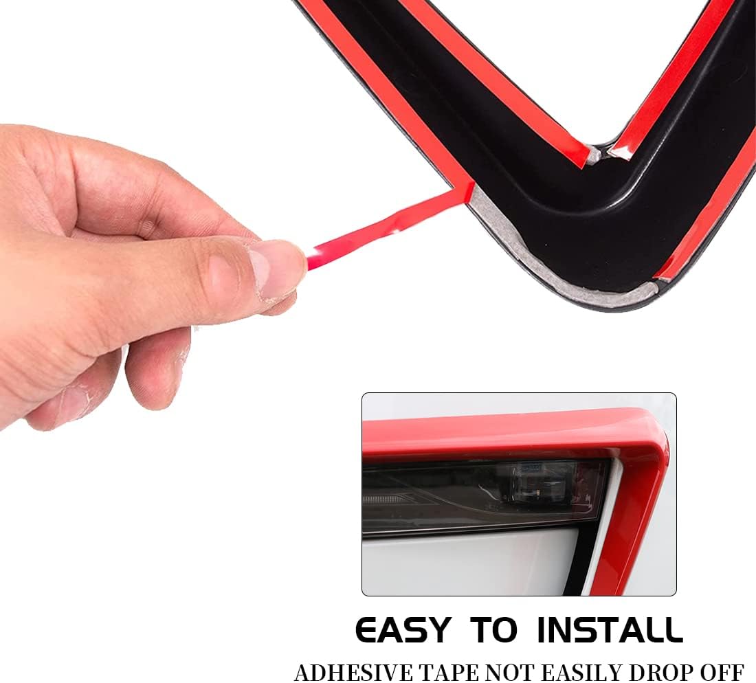 for Tesla Model Y Front Fog Light Trim Cover Fog Lamp Frame Blade Trim Eyebrow Spoiler for Tesla Model Y 2017 2018 2019 2020 2021 2022 2023 2024 (red)