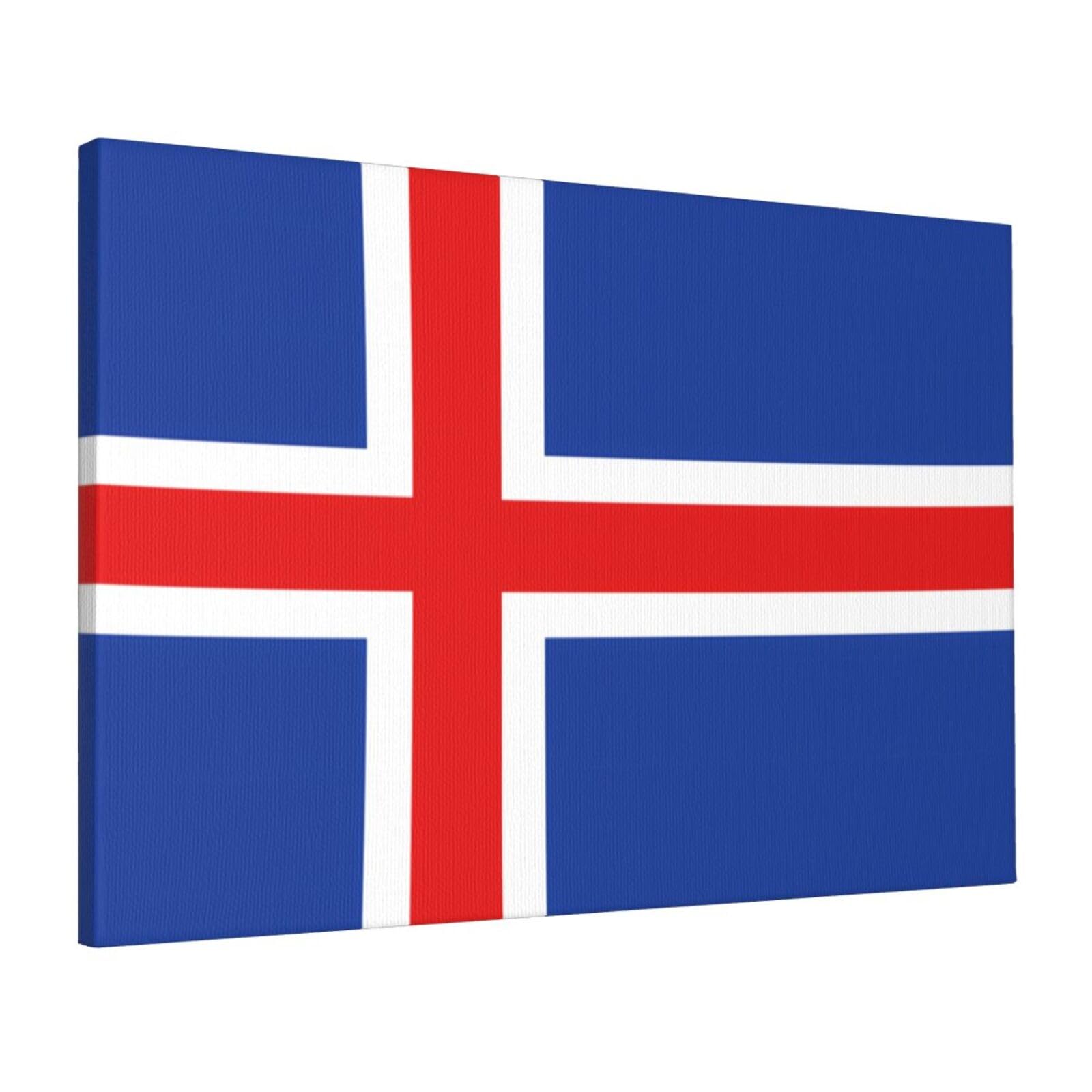 CNTDBU Flag of Iceland Canvas Wall Art 16x24 Inch-Large Modern Painting Print for Living Room, Framed Ready to Hang Artwork for Bedroom