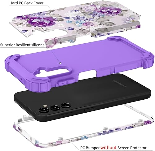 Miniatura 5 de Hocase Funda para Galaxy A14 5G, resistente a prueba de golpes, protección de goma de silicona suave, funda protectora híbrida de plástico duro para