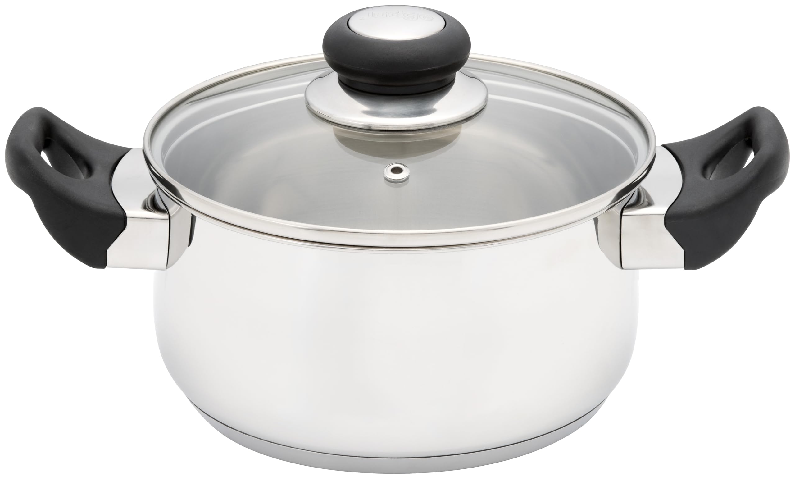 Judge Vista - Cacerola de acero inoxidable de 18 cm, olla de cocina de 1,8 L con asas dobles que se mantienen frías, cacerola compatible con inducción, apta para horno y lavavajillas, utensilios de