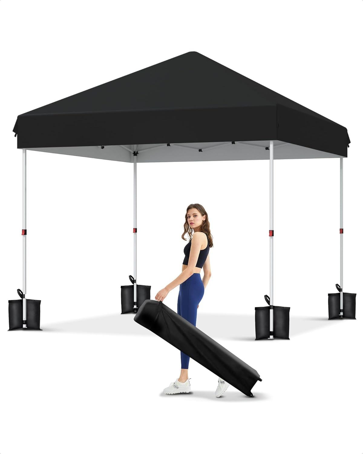 Garvee 10 ft x10 ft Instant Pop Up Canopy Tent - Portable Waterproof Outdoor Shelter with UV Protection, Wheeled Carry Bag & Sandbags - for Camping, Beach, Parties, Backyard Events (Color)