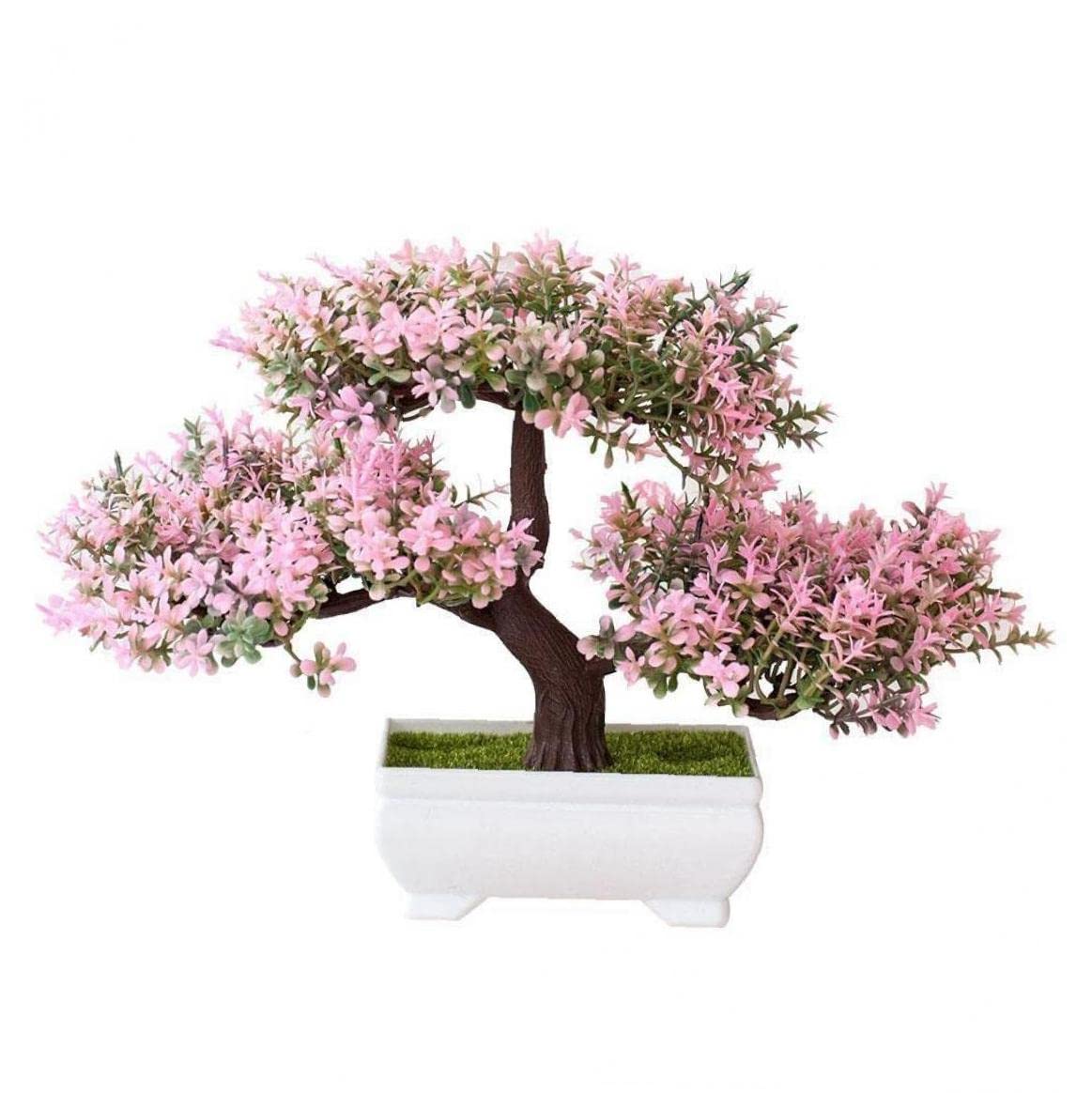 Sanfly Artificial Bonsai Tree, Simulation Pine Tree Desk Display Potted Plant Fake Tree Pot Ornaments for Office Home Diy Decorative