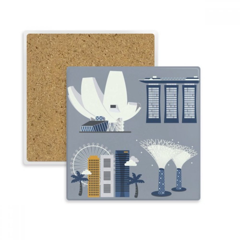 Porte-pierre absorbent pour tasse et verres au motif multicolore de Singapour
