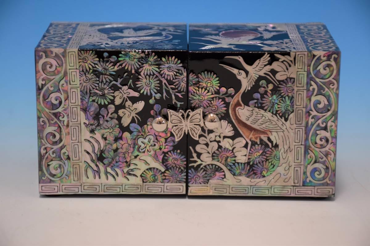 Amazon.co.jp: □□韓国 伝統工芸□螺鈿細工 双子宝石箱ミニ□鶴
