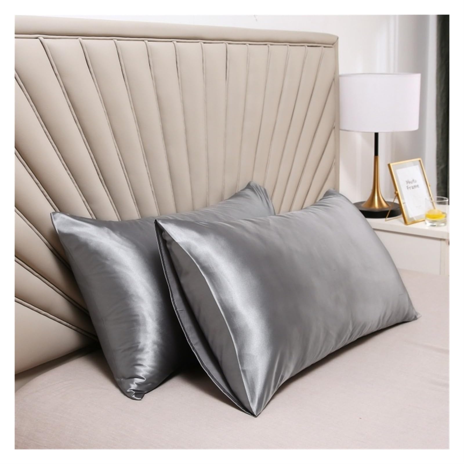 QTANZIQI Funda de Almohada de Seda Funda de Almohada de Seda Funda de Almohada de satén Sedoso Estuche de Belleza para el Cabello Estuche cómodo Decoración del hogar para Cabello y Piel (champán, 51