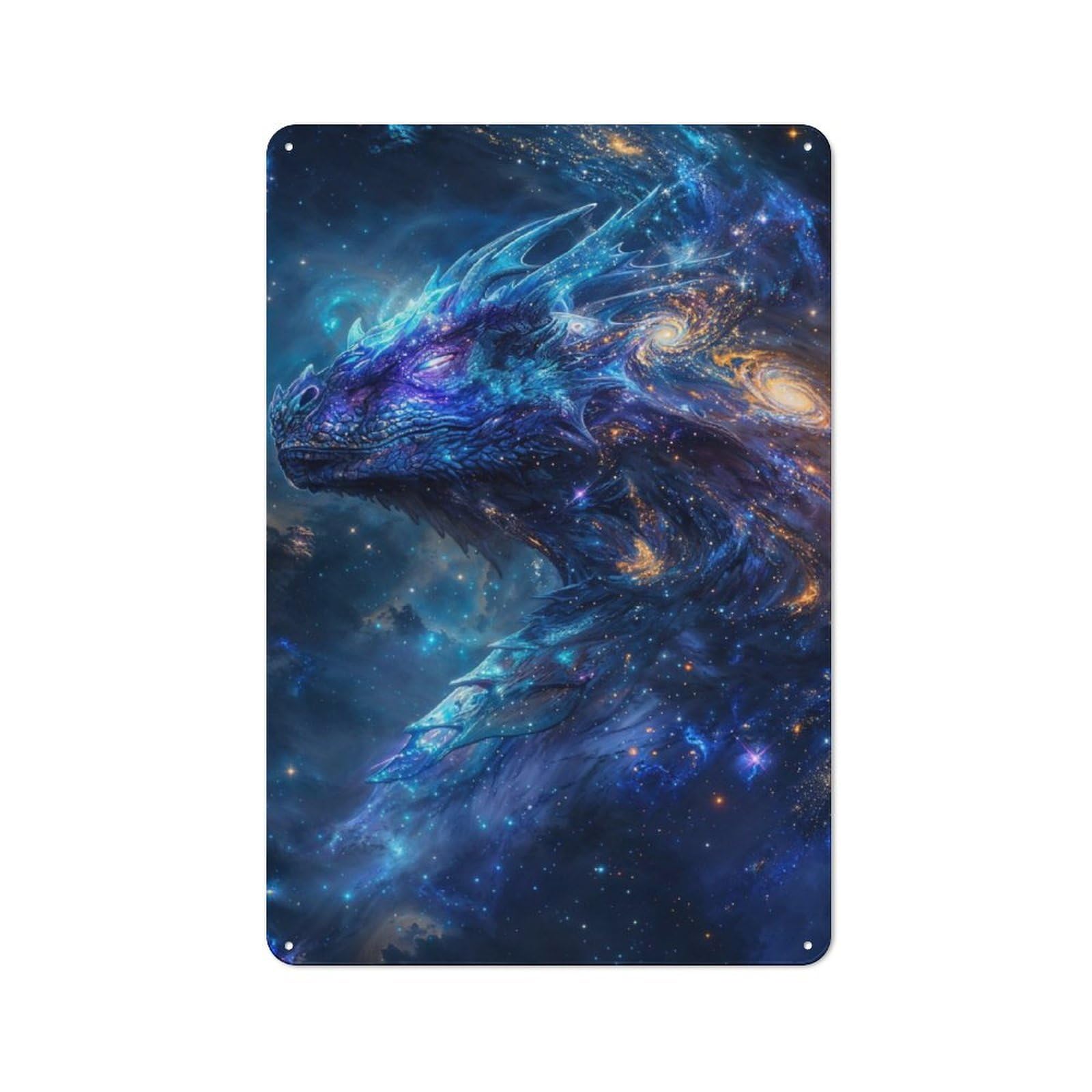 Junmoney Galaxy Dragon Overlord Metal Wall Sign 30X20cm, Rustic Decor For Hallway Wall, For Metal Sign Collectors, For Garage And Workshop Walls