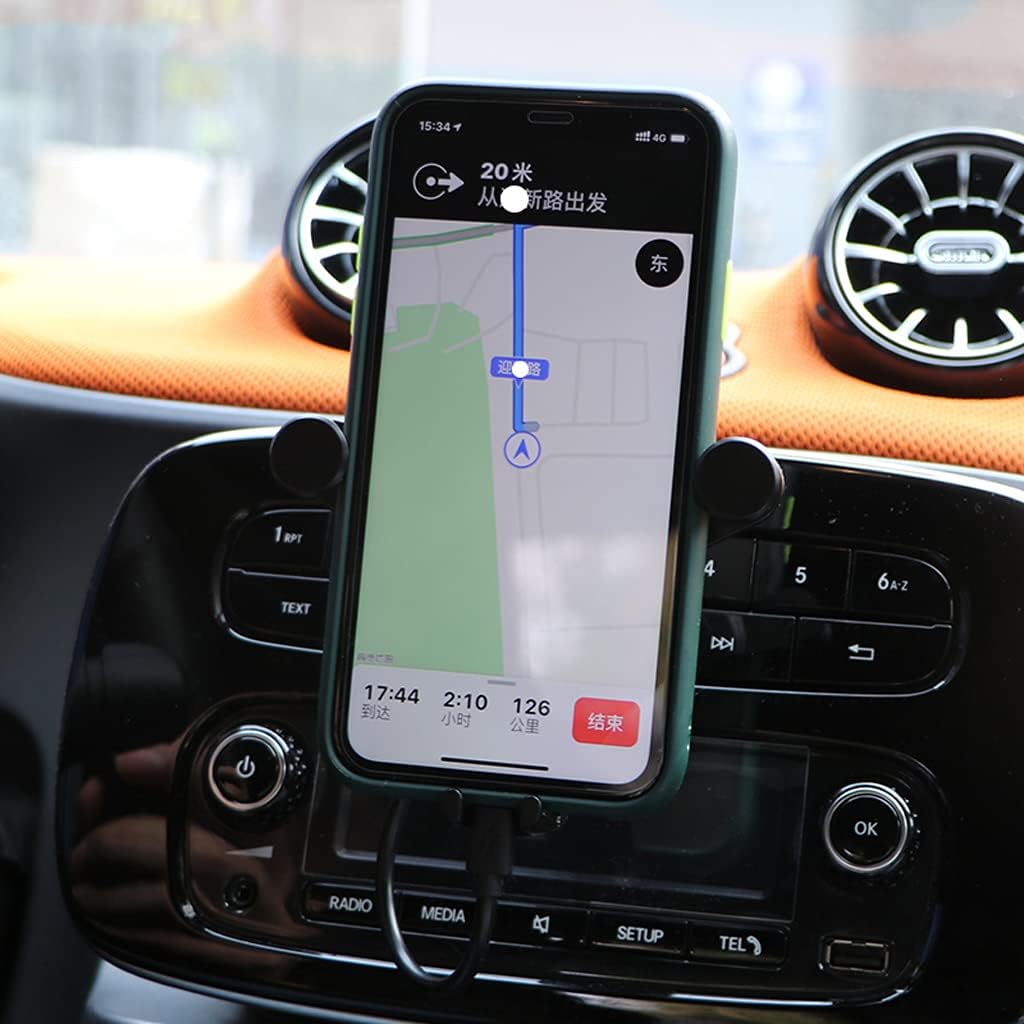 SHIFENG Supporto per Auto per Smart 453 Fortwo Forfour 2015-2021, Supporto per Telefono Cellulare e Navigazione, Accessori per Ricarica