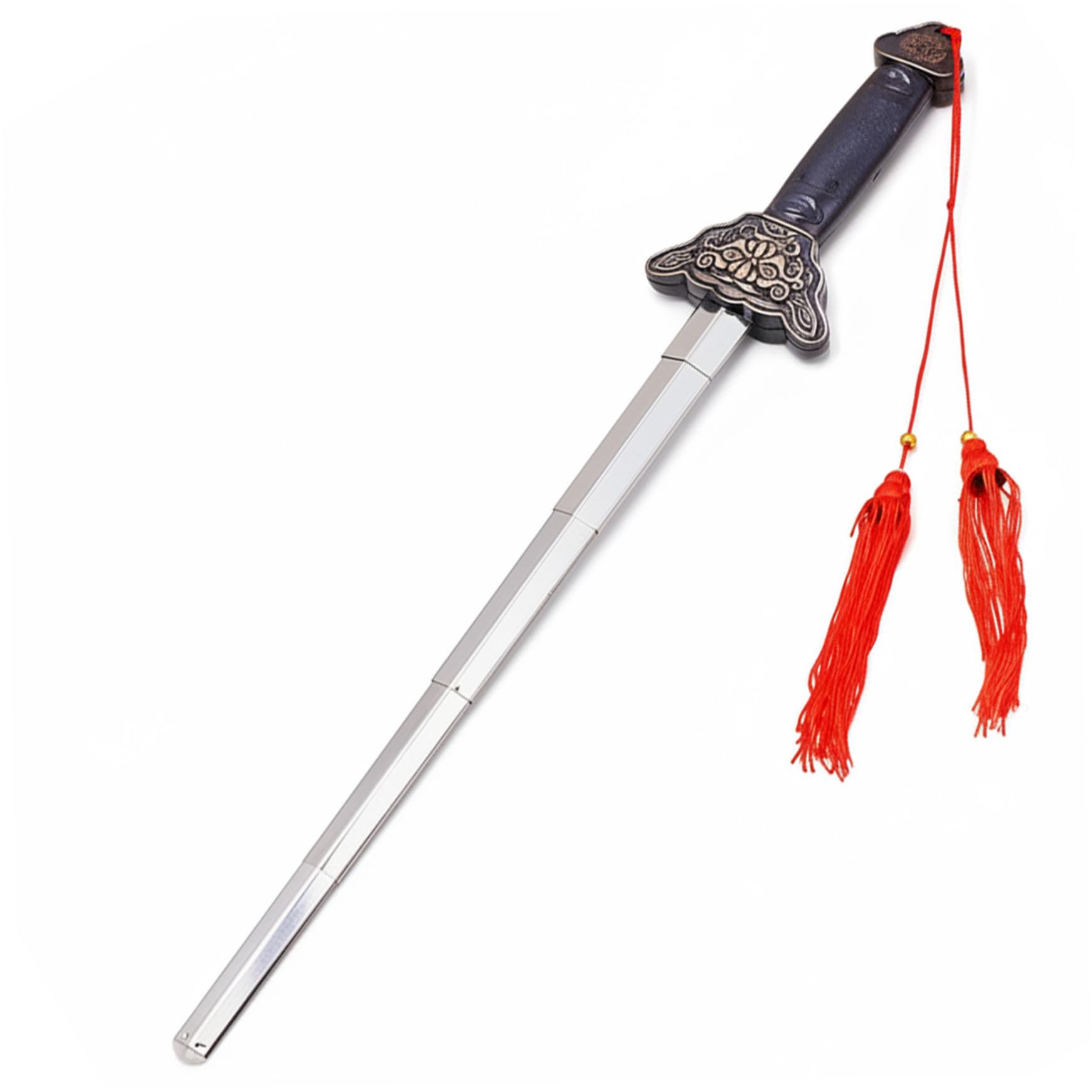 Tai Chi Sword Chinese Retractable Stainless Steel Sword Prop with Tassel for Kids Adults, 34 Inch, Martial Arts Swords