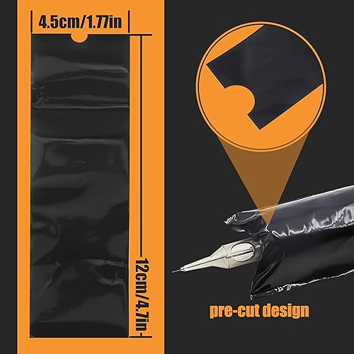 Miniatura 3 de Yuelong - Fundas para bolígrafos para máquina de tatuaje, 200 unidades, color negro, fundas desechables para máquina de tatuaje, bolsas de plástico