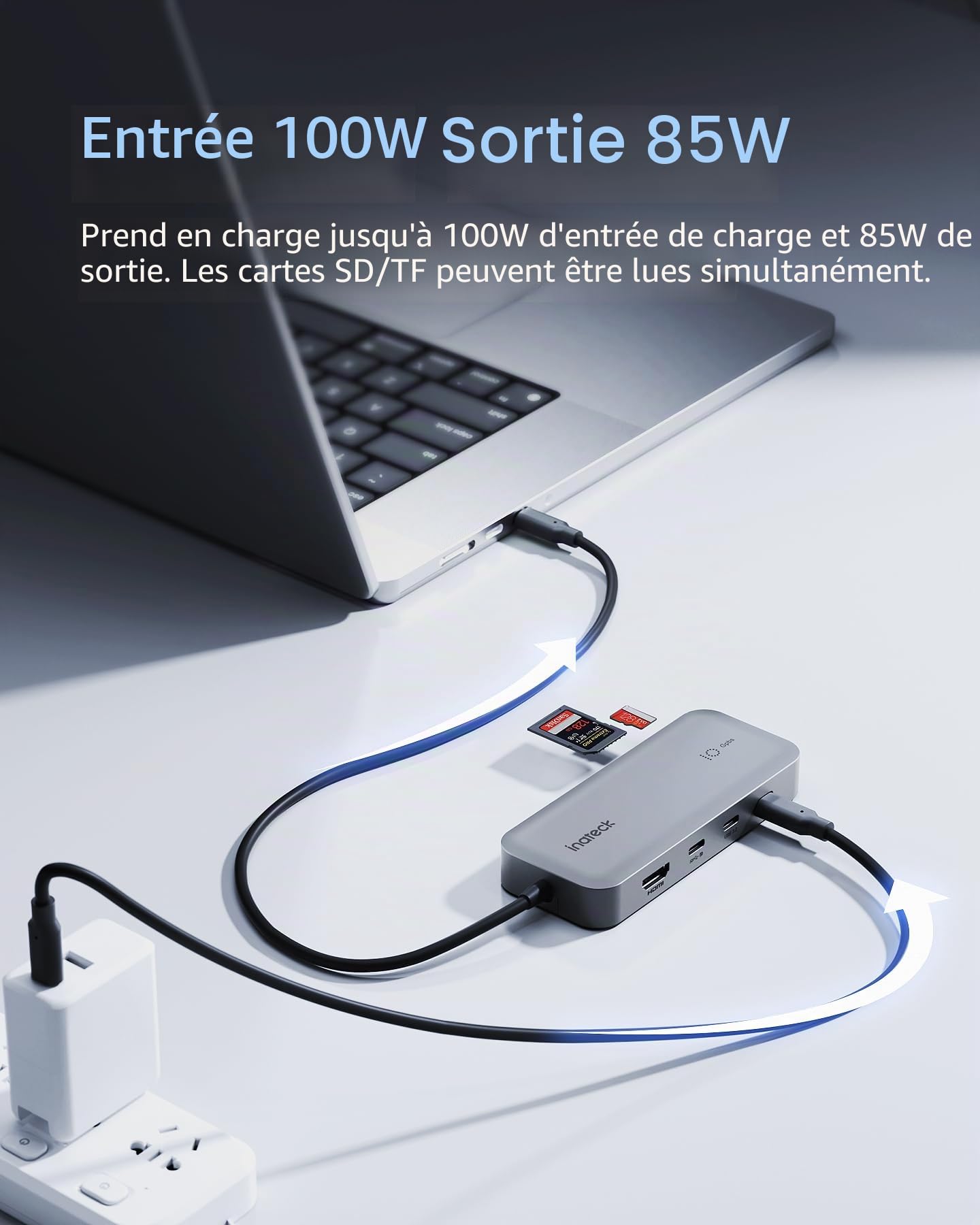 Inateck Hub USB C 10 en 1, Adaptateur USB 3.2 C Double Moniteur ver HDMI 4K, USB C 4K Vidéo+Données, 100W PD, 2*10Gbps USB C, 2*USB3.0 A, RJ45, Lecteur de SD/TF, Câble 50cm, Pour Windows, Linux, MacOS