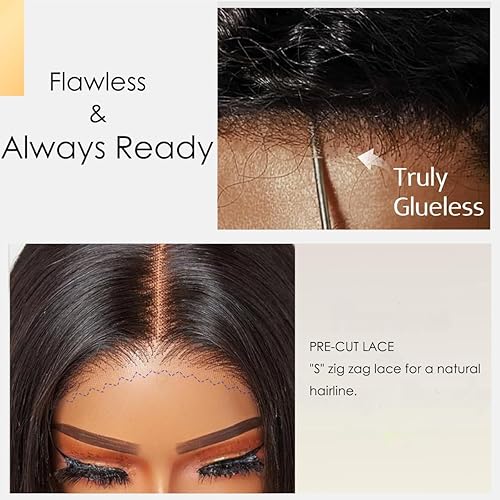 Miniatura 3 de Pelucas de cabello humano sin pegamento de 14 pulgadas, precortada, peluca de encaje precortada, peluca corta estilo Bob de cabello humano 4x4,