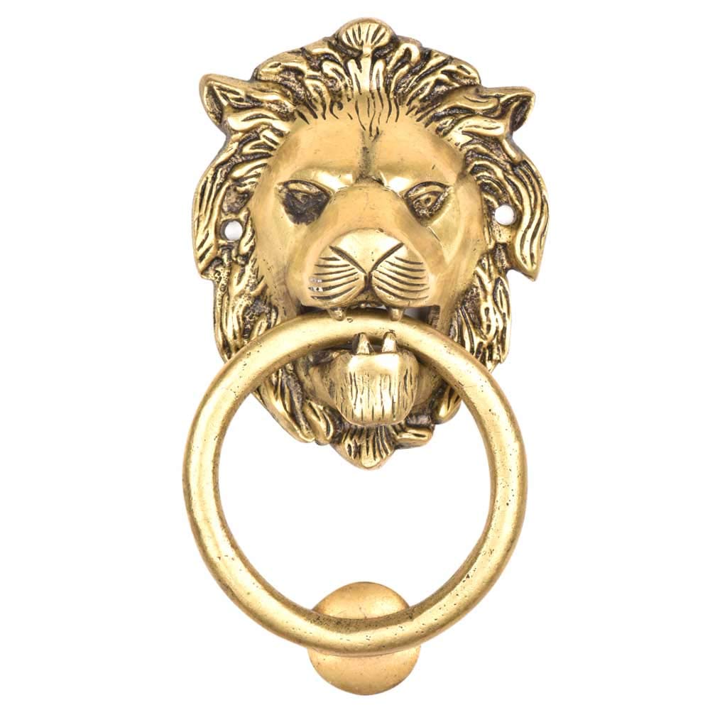 Indian-Shelf Brass Lion Door Knocker for Main Door - Royal Touch Door Brass Decoration - Multicolor Door Knock - 10.16 Cm