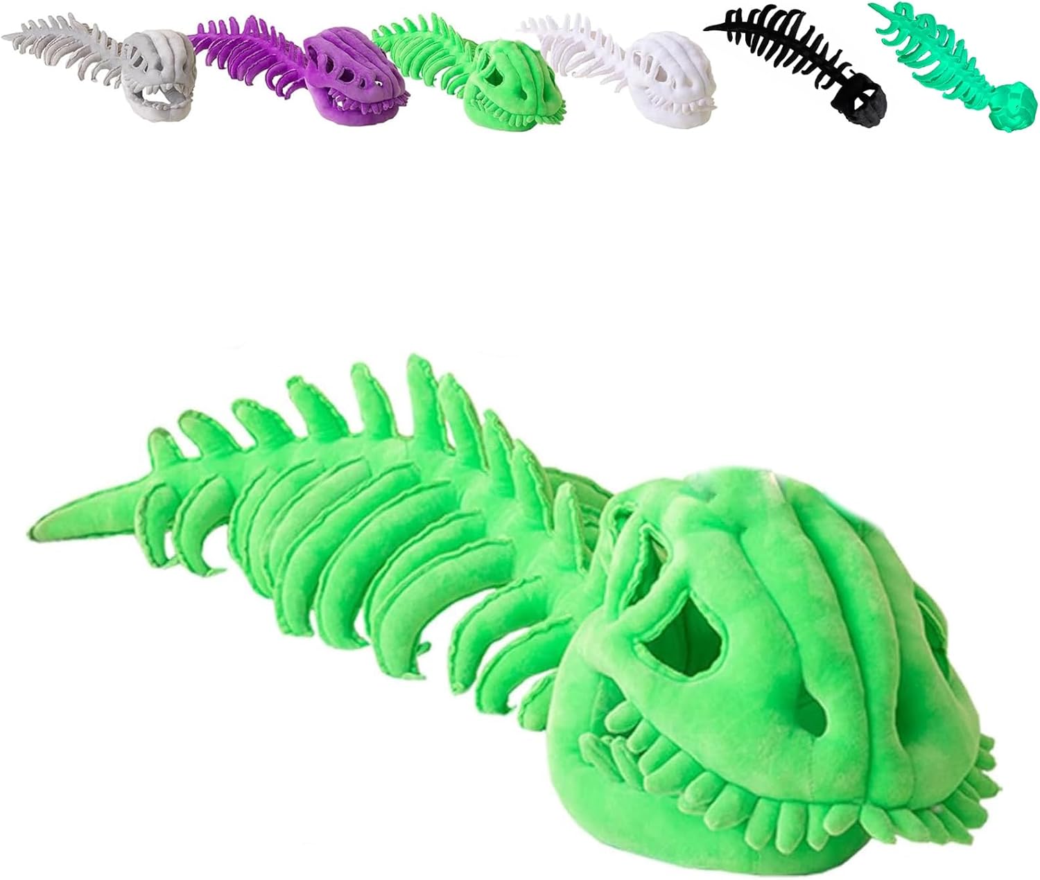 Dinosaur Fossil Costume Regular/Glow in Dark, 30/45in Realistic Skeleton Costume Set with Dino Head Mask & Plush Spine Bone