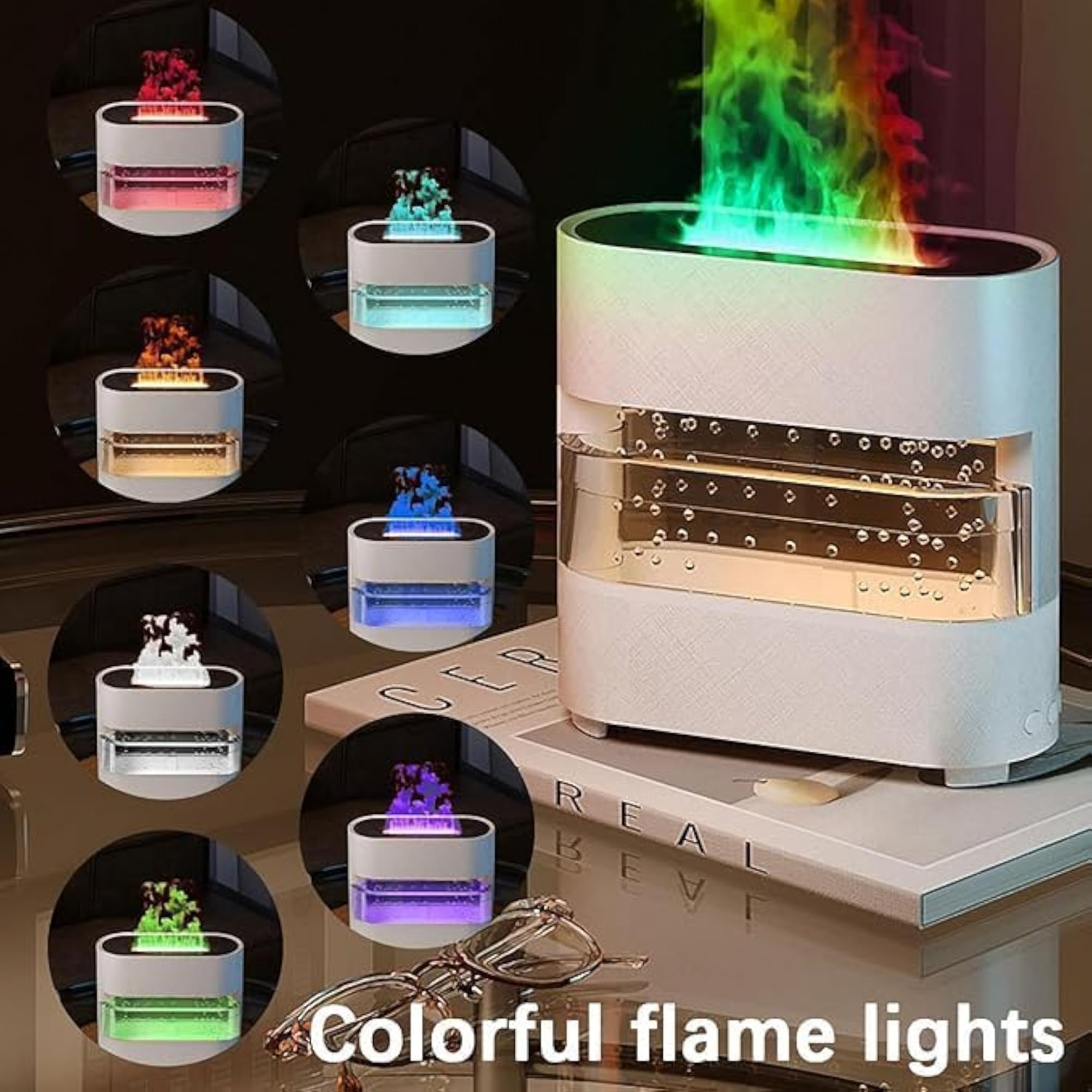 Rainbow Flame Essential Oil Diffuser with 7 LED Changing Colors