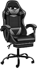 YSSOA Gaming Chair, Backrest and Seat Height Adjustable Swivel Recliner Racing Office Computer Ergonomic Video Game Chair with Headrest Lumbar Support and Footrest, Black/Grey