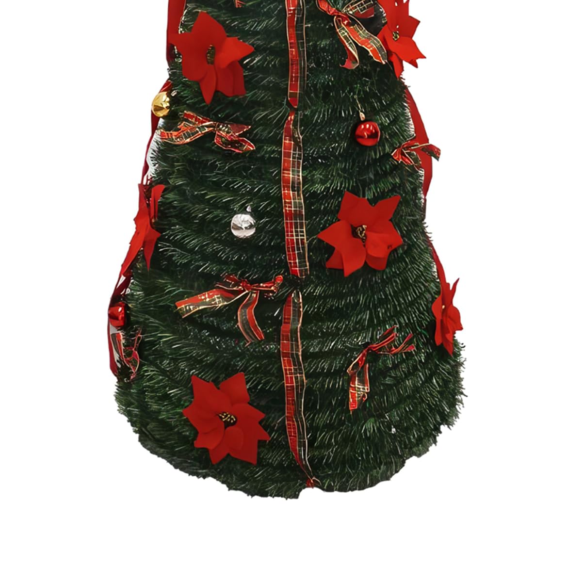 Árbol de Navidad PopUp - Desplegable, 150, 180 y 210 cm, Verde con Decoraciones, Plegable, Montaje Rápido, Uso Interior, Base Sólida (Verde con decoración, 150 cm)