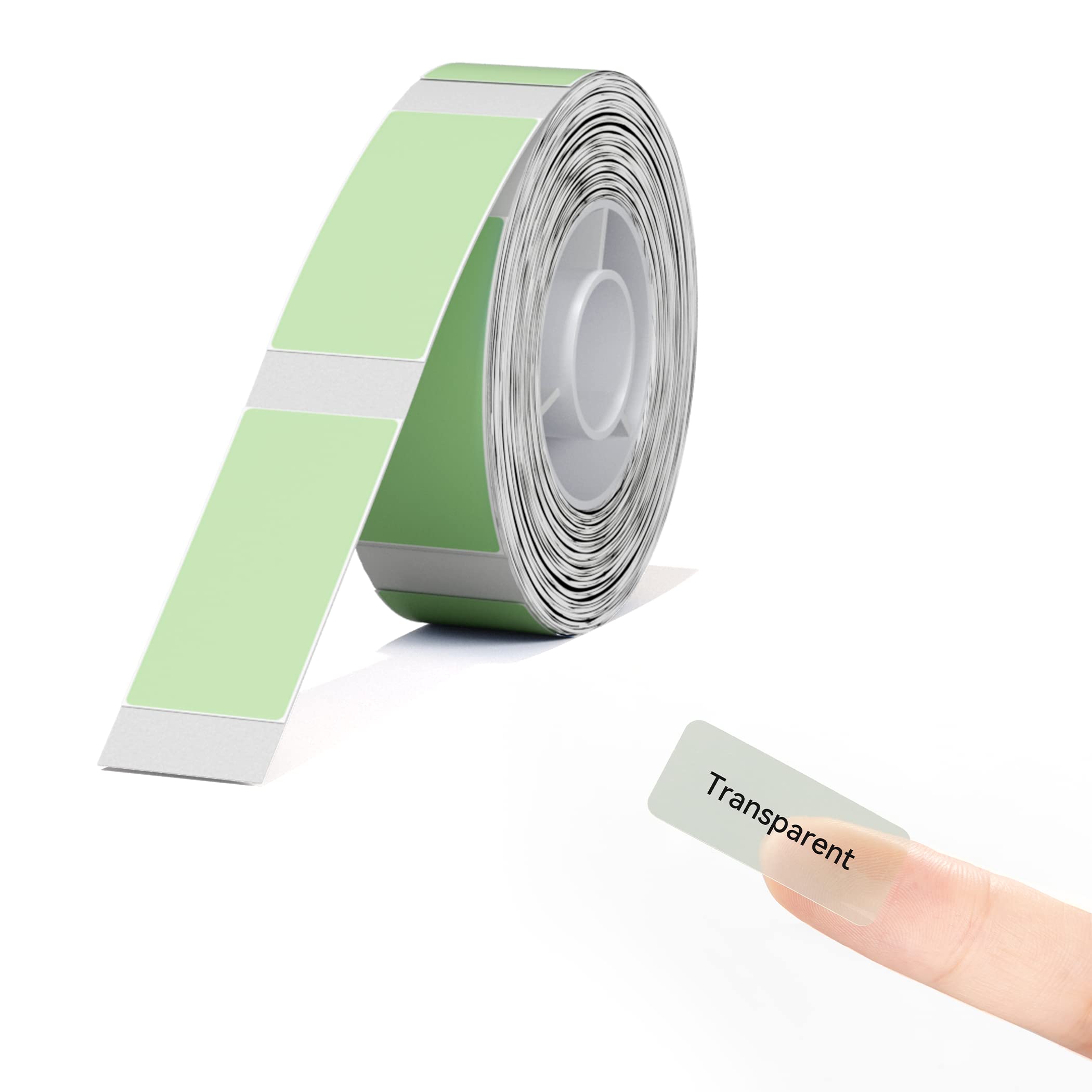 NIIMBOT Thermal Label Maker Tape Waterproof Lables 0.47" x 1.57"(12×40mm) Printer Sticker Labeling Tape with Self-Adhesive for D11/D110/D101 Label Maker(White) (Clear Green, 14 mm × 30 mm)