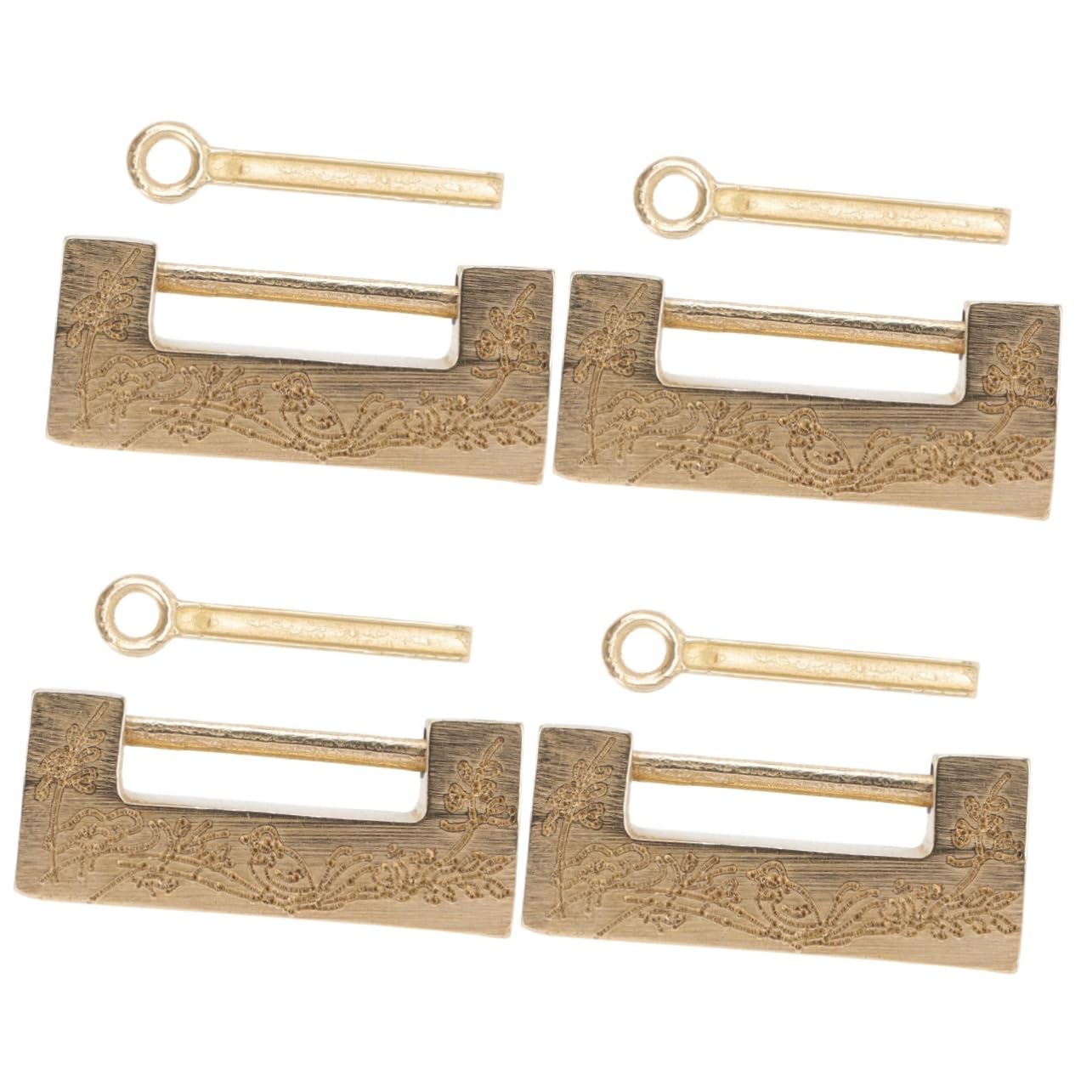 Housoutil 4 Sets Eleganter Vorhängeschlossriegel Für Schmuckschatulle Handgeschnitztes Design Robustes Dekoratives Schlosszubehör Aus Kupfer