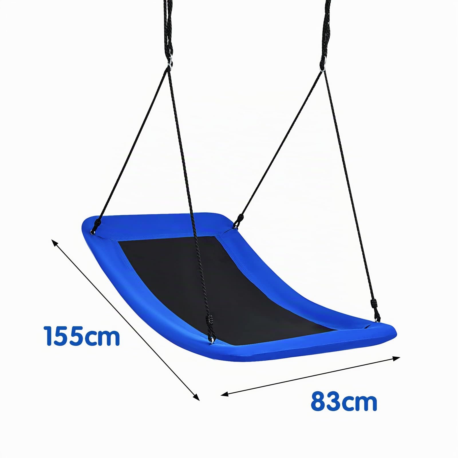 COSTWAY Balançoire Extérieur Rectangulaire 83 x 155 cm, Siege Balançoire pour Enfant et Adulte, avec Cordes de Suspension Réglables Charge Max 150 kg pour Parc, Arbre (Bleu)