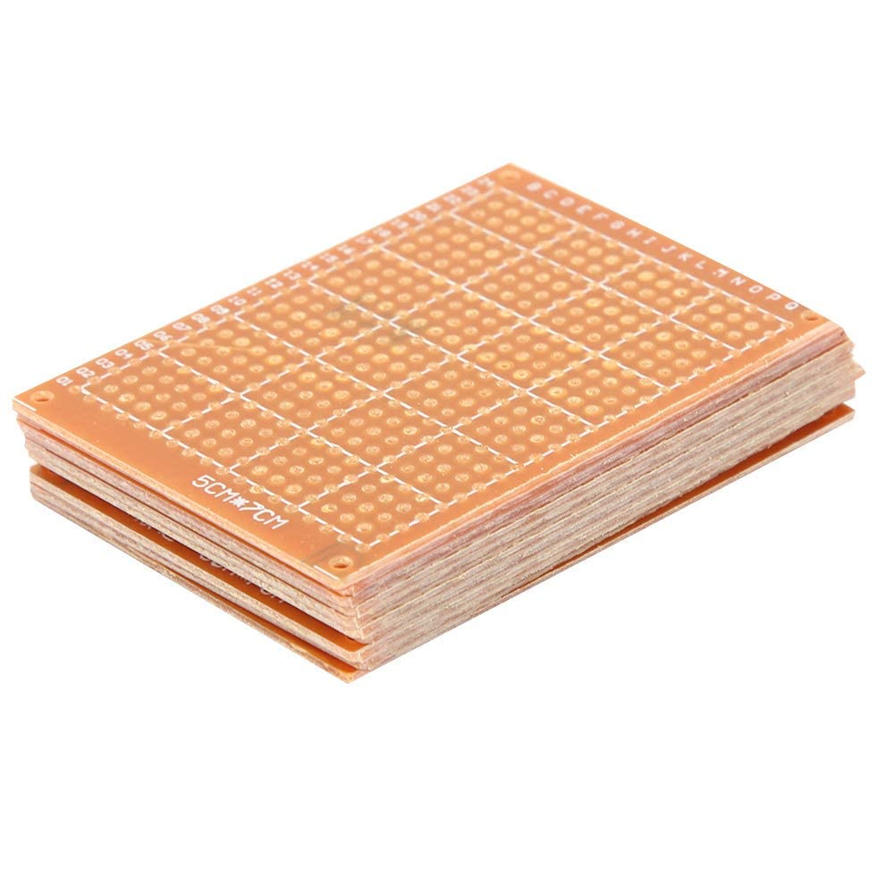 10PCS Breadboards Kit, 5×7cm Single Side PCB Board Prototype Kit for DIY Soldering, Mini PCB Prototype Board Solderable Breadboard Universal Compatible for Soldering Projects, Gold Plated